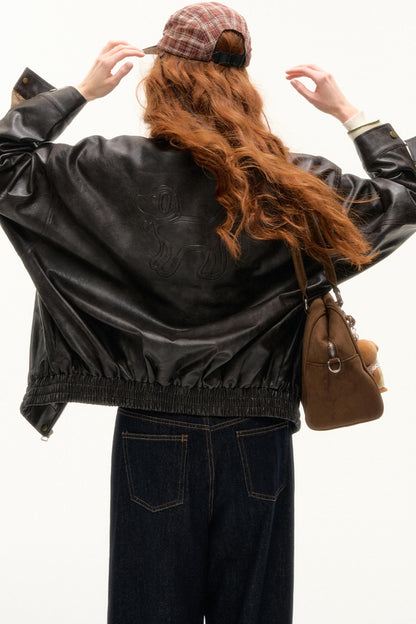 PU Leather Cardigan Style Jacket Set-Up