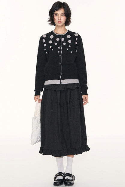 Ruffled Midi A-line Umbrella Skirt