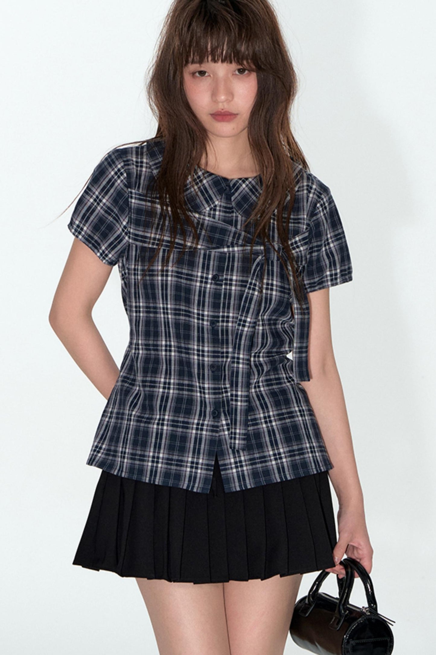 Sweet Cotton Plaid Skirt Set-Up