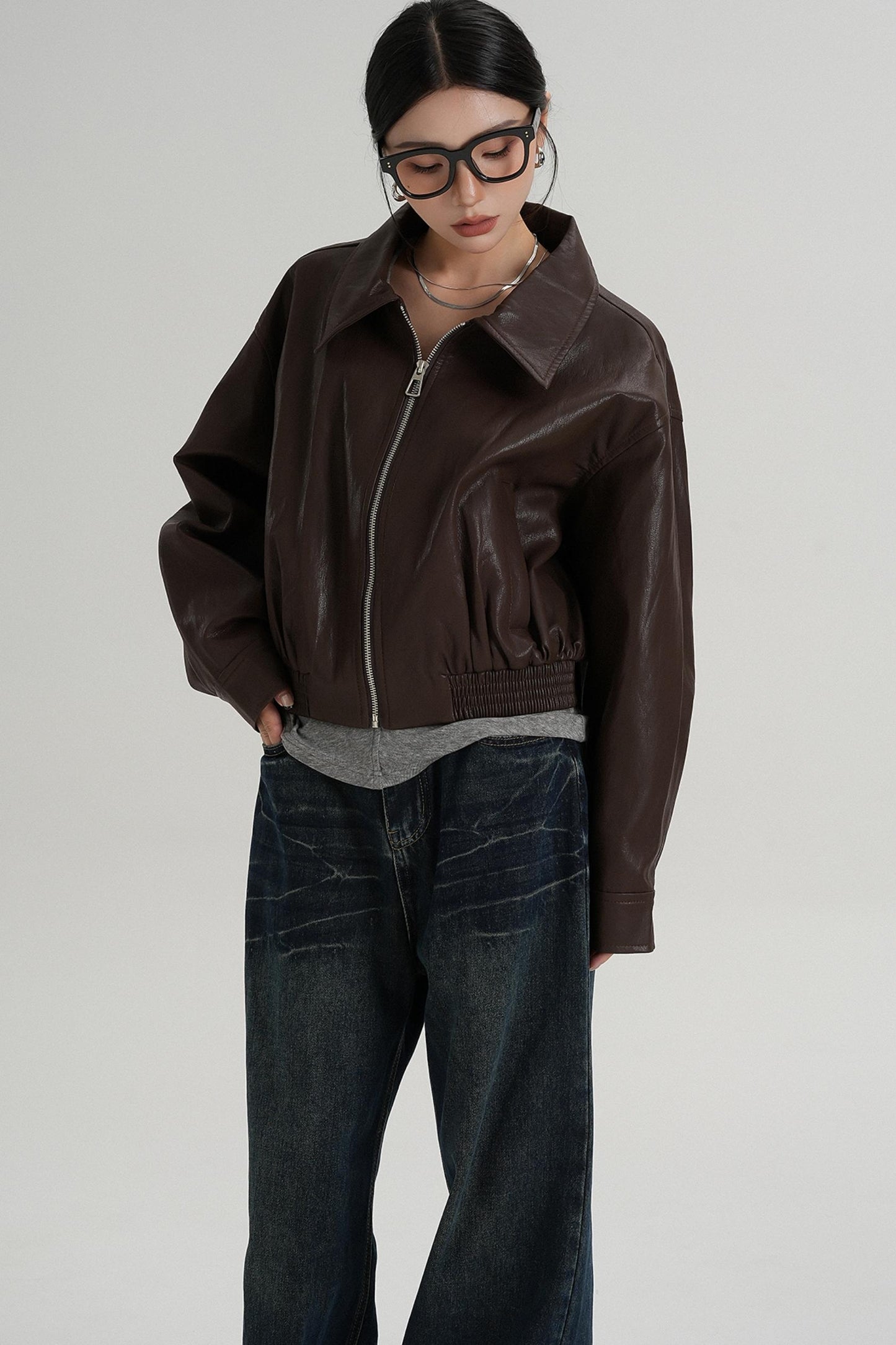 Cropped Leather Jacket