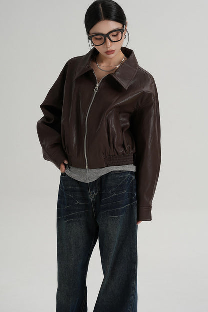 Cropped Leather Jacket