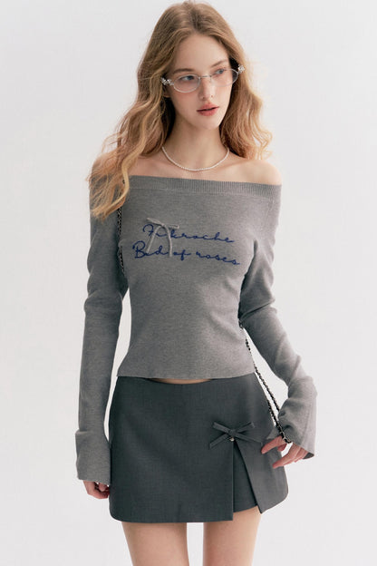 French Chain Sleeve Knit Top