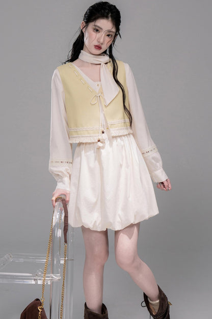 Urban Hibiscus Apricot White  Bud Dress Set-Up