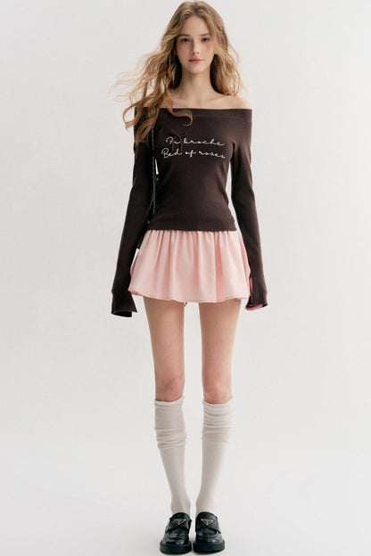 French Chain Sleeve Knit Top