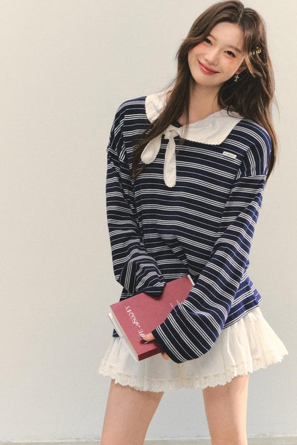 Striped Bow Tie T-Shirt Set-Up