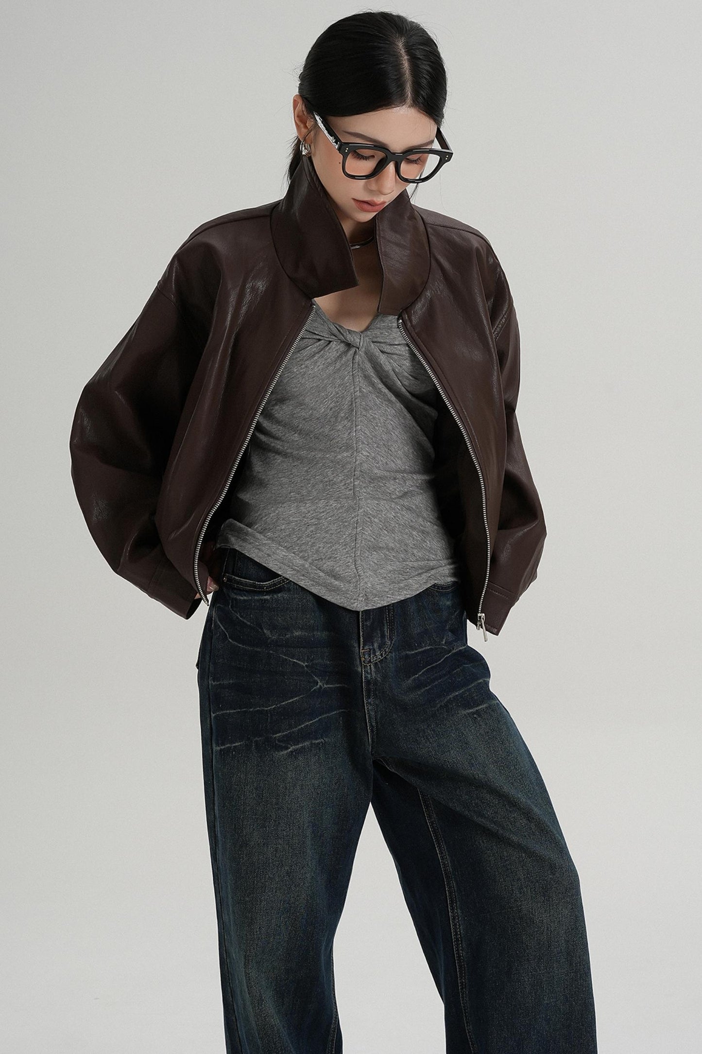 Cropped Leather Jacket