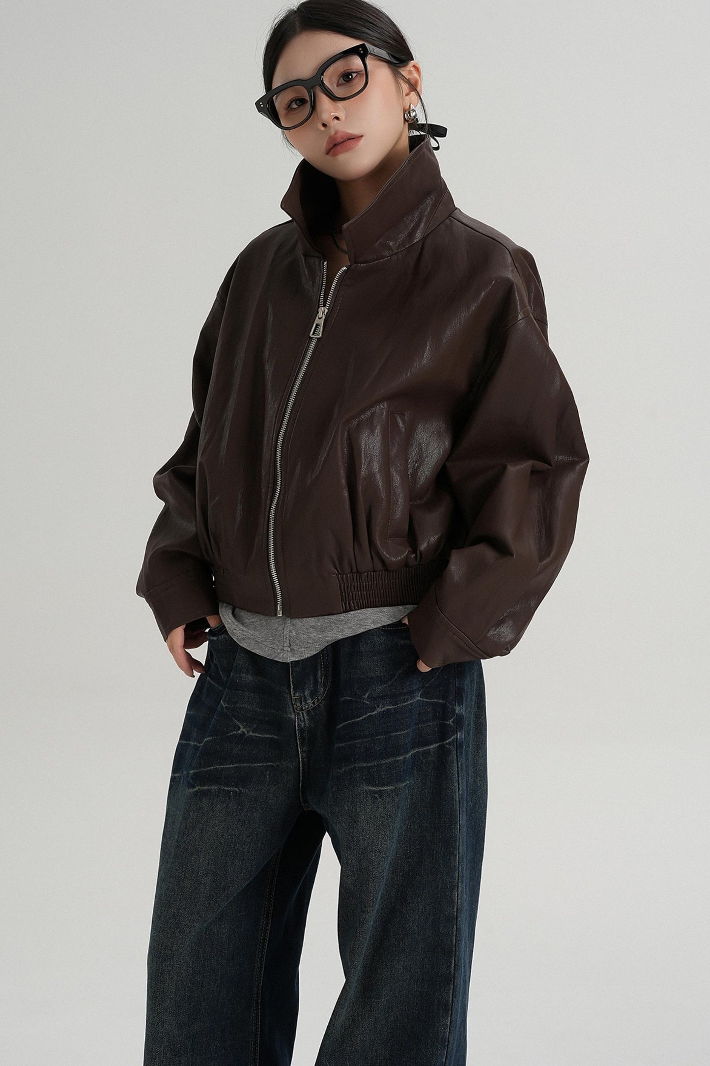 Cropped Leather Jacket