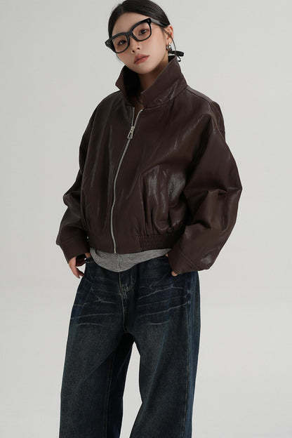 Cropped Leather Jacket