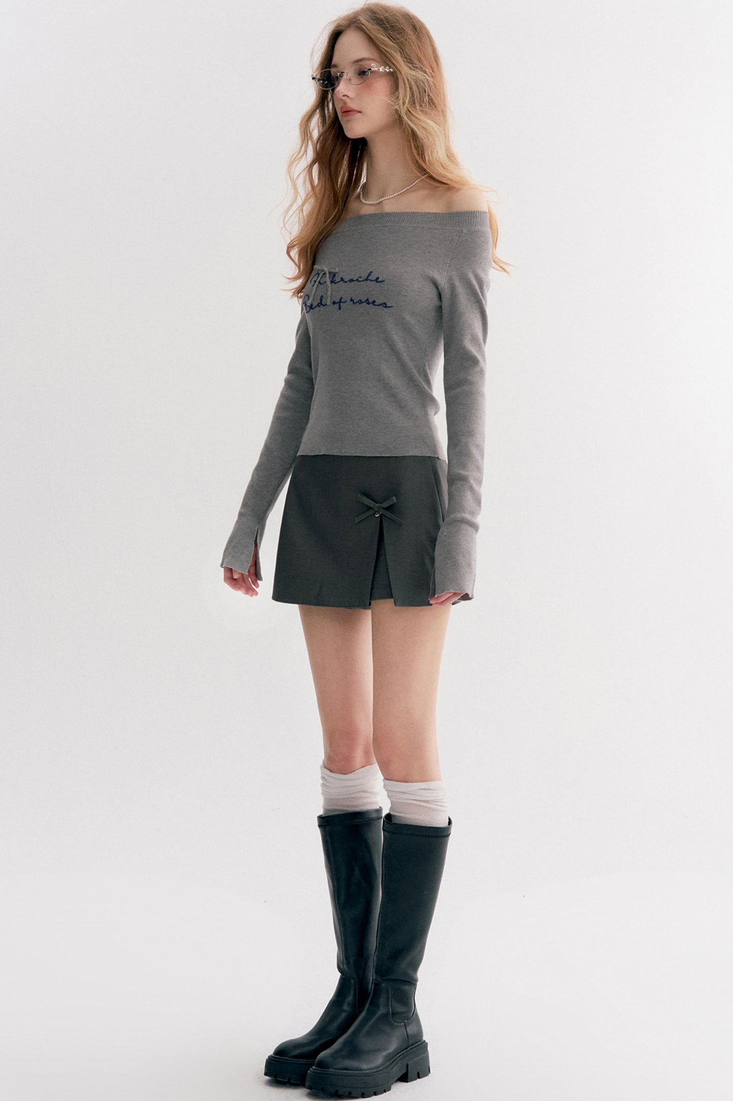 French Chain Sleeve Knit Top