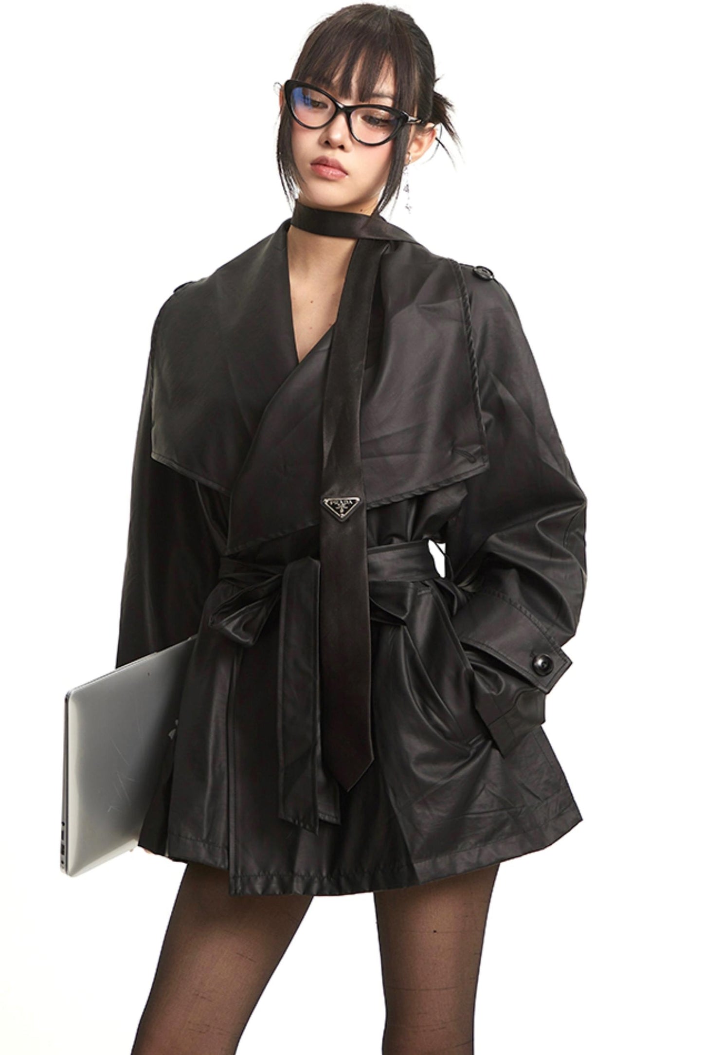 Black Lace Trench Coat