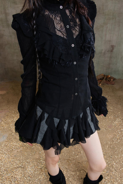 Chiffon Court Tunic Shirt