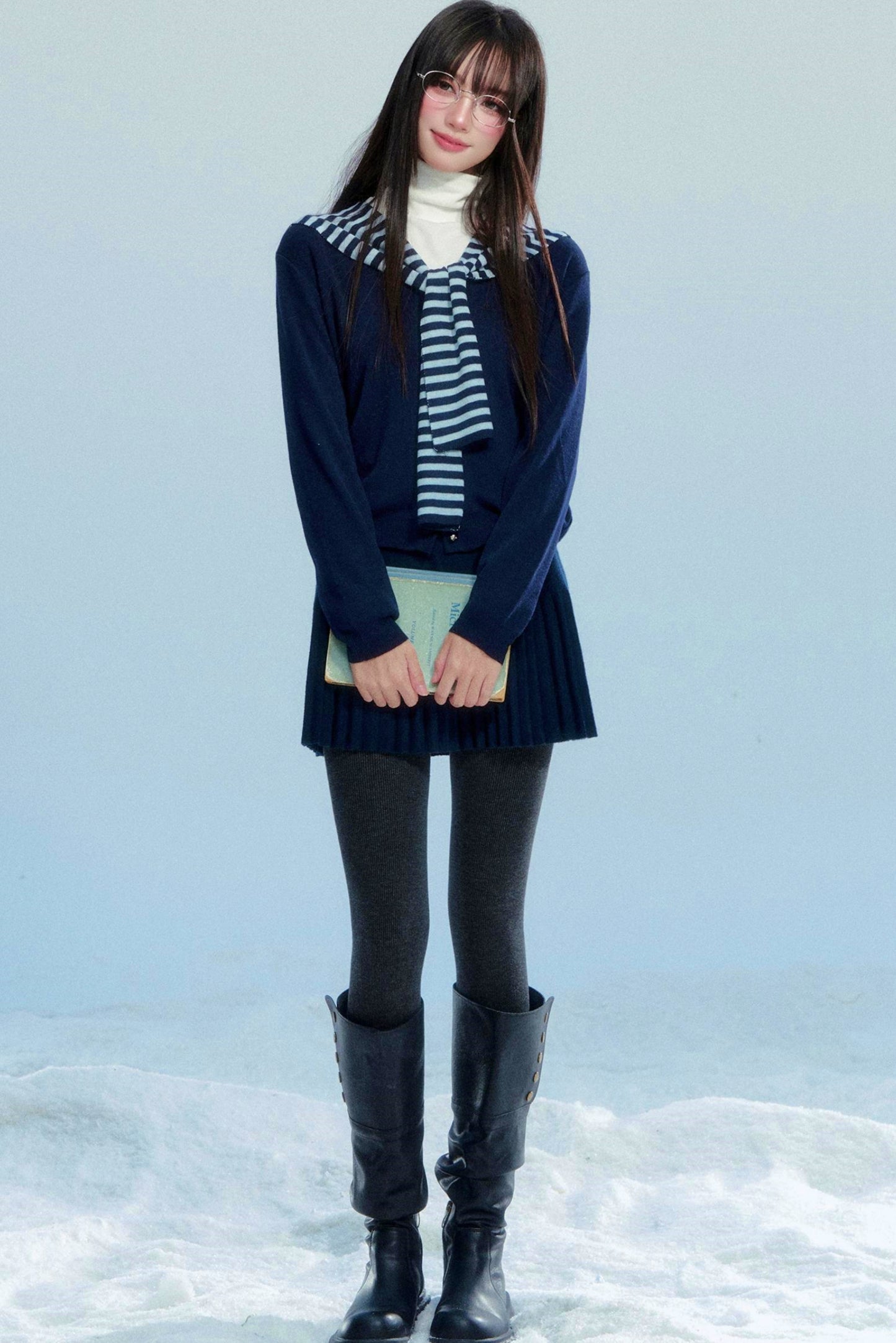 Striped Knitted Shawl Top