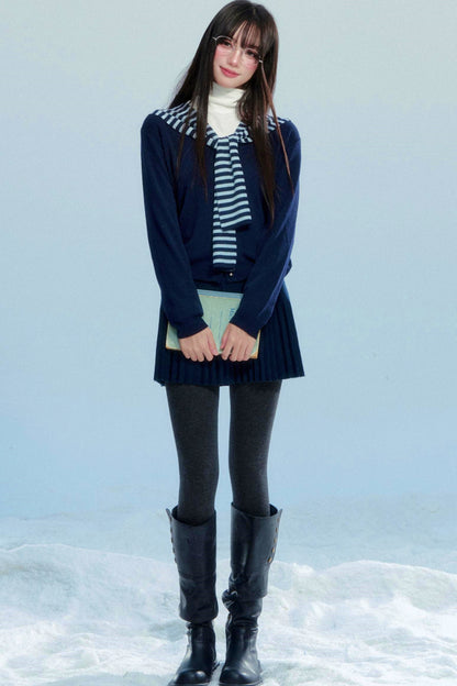 Striped Knitted Shawl Top