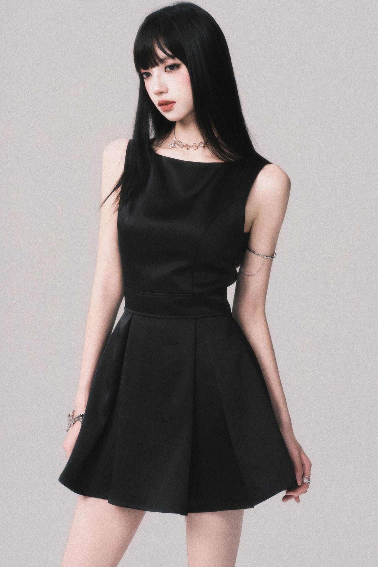 Korean Hepburn Black Summer Dress
