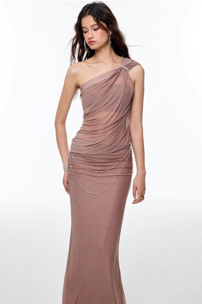 Purple Gauze Skirt Suit Set-Up