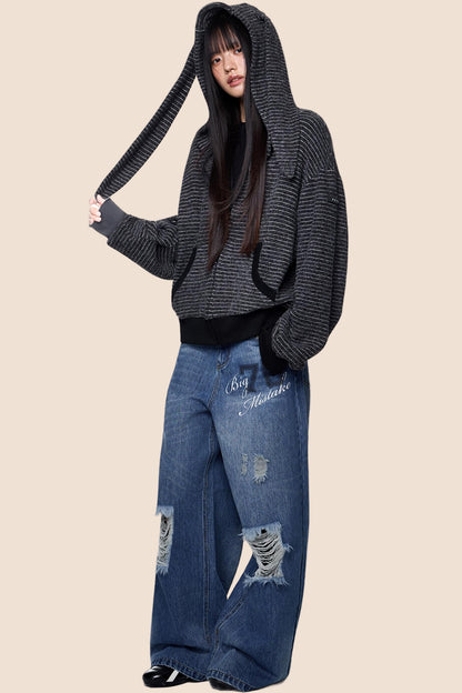 Distressed Ripped American Vintage Straight Pants