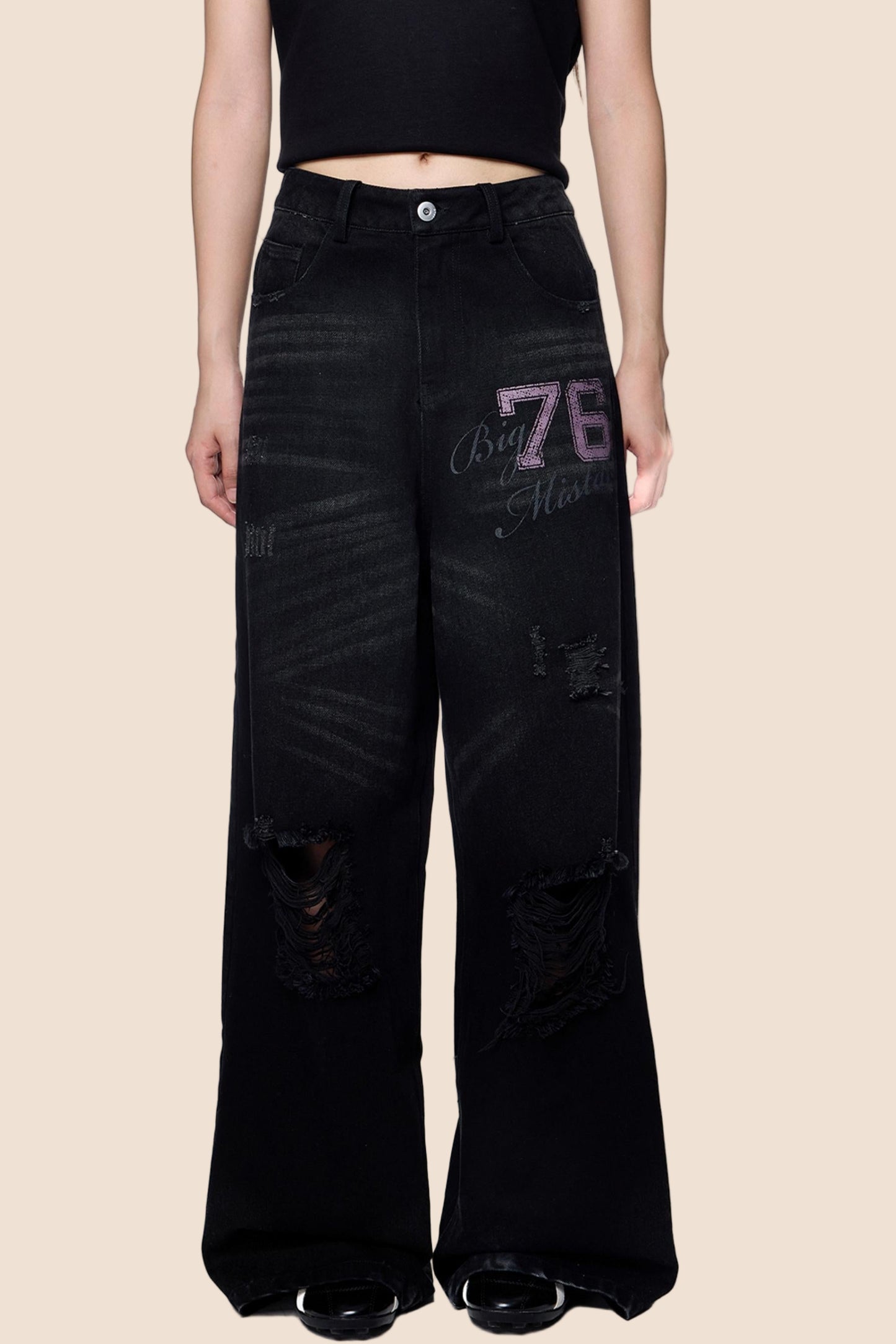 Distressed Ripped American Vintage Straight Pants
