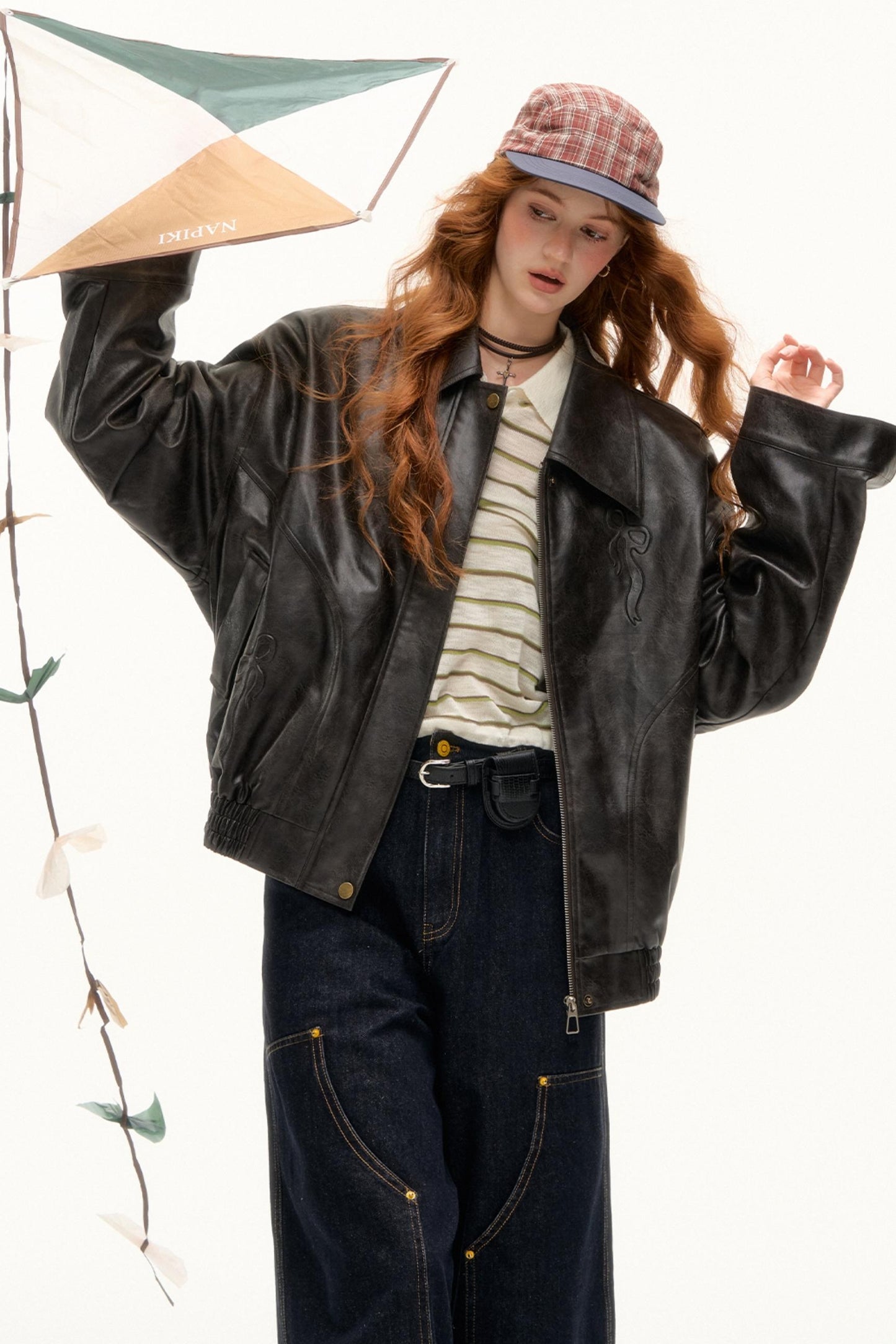 PU Leather Cardigan Style Jacket Set-Up