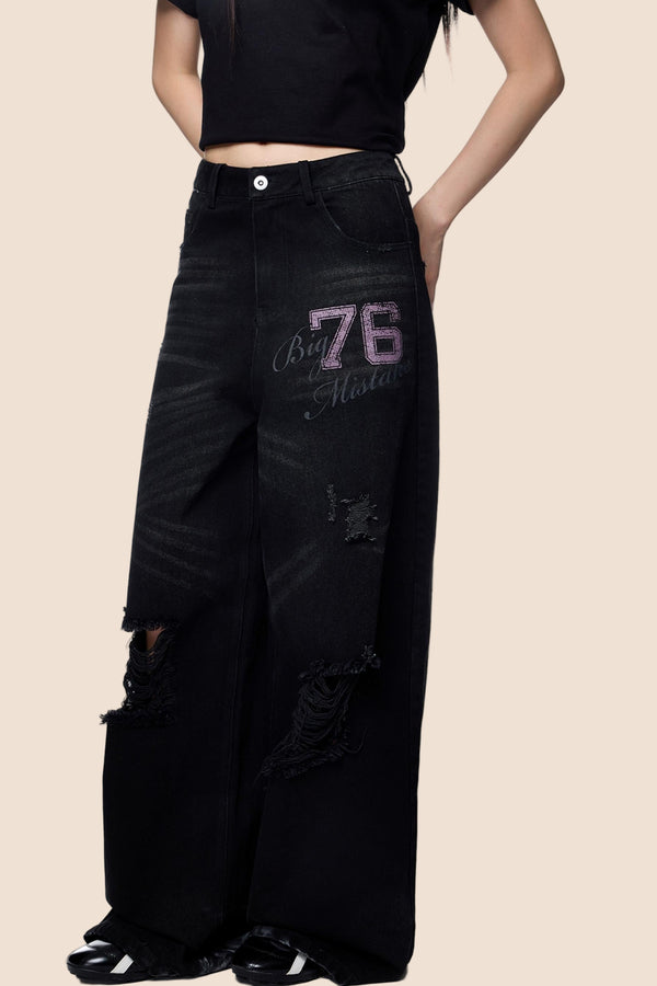 Distressed Ripped American Vintage Straight Pants