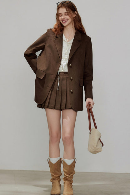 Autumn Retro Suede Blazer