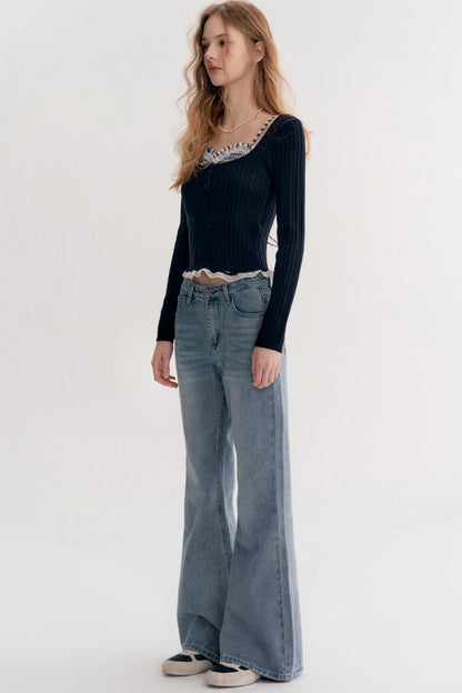 Romantic Plaid Cable Knit Sweater