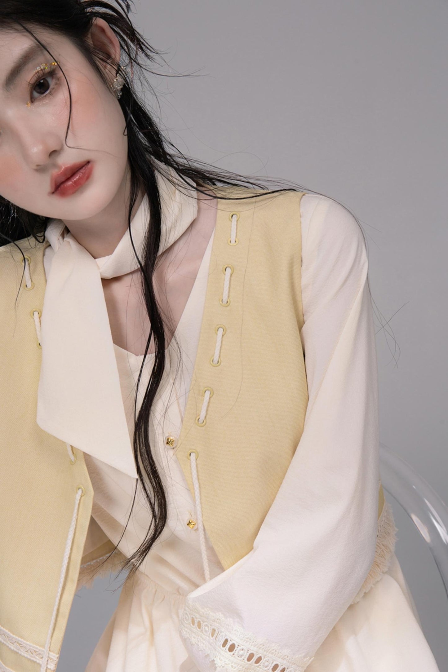 Urban Hibiscus Apricot White  Bud Dress Set-Up