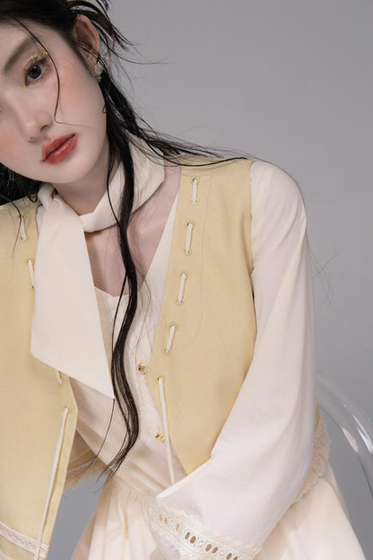 Urban Hibiscus Apricot White  Bud Dress Set-Up