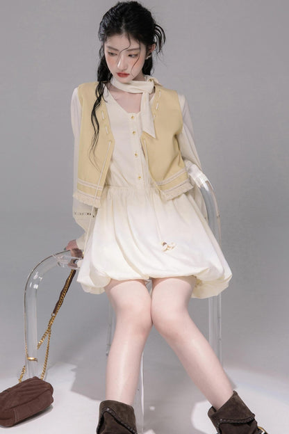 Urban Hibiscus Apricot White  Bud Dress Set-Up