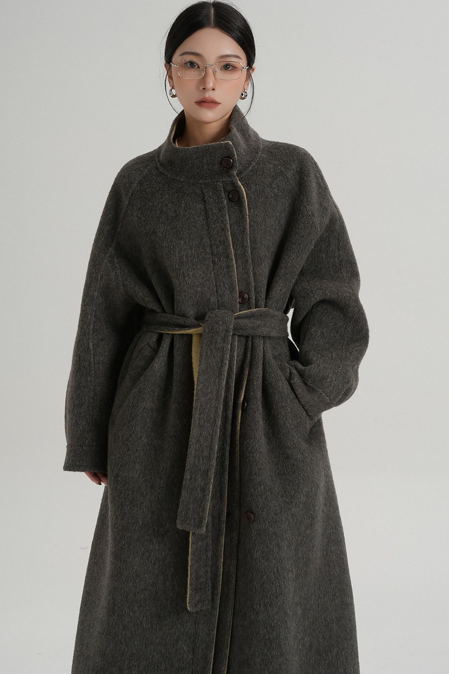 Elongated Temperament Wool Blend Coat