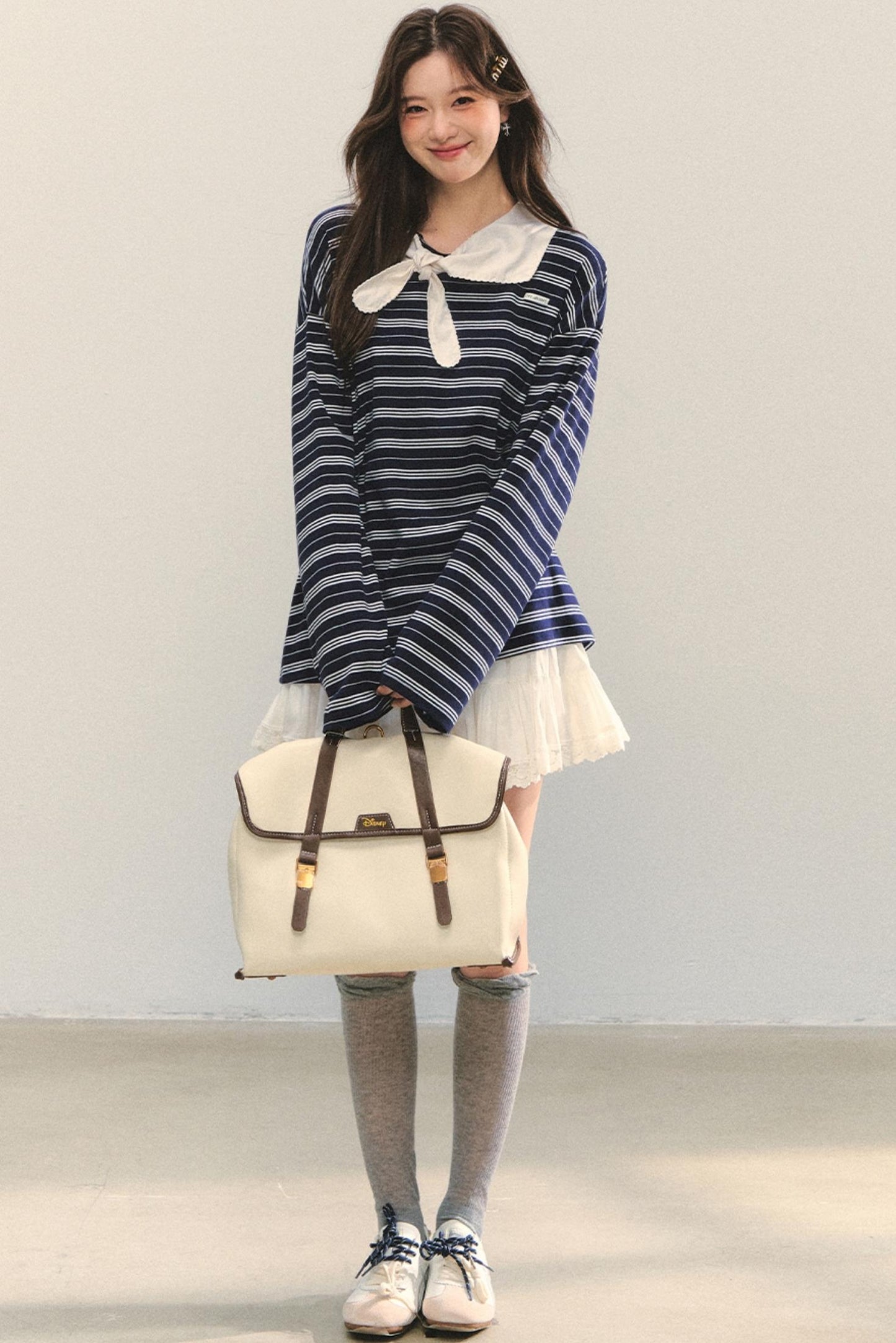 Striped Bow Tie T-Shirt Set-Up