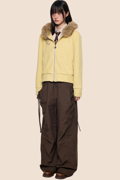 Autumn Fur Hooded Cardigan Jacket