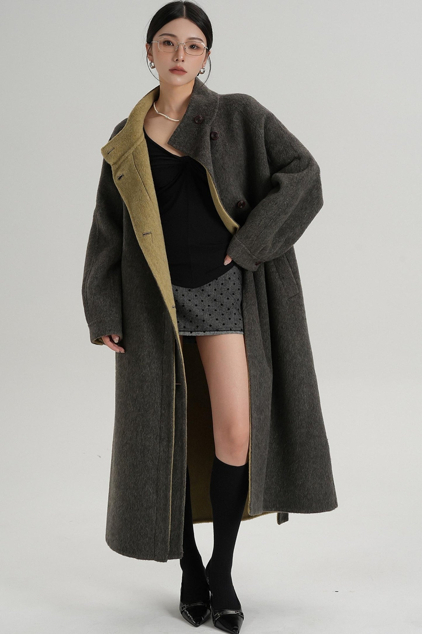 Elongated Temperament Wool Blend Coat