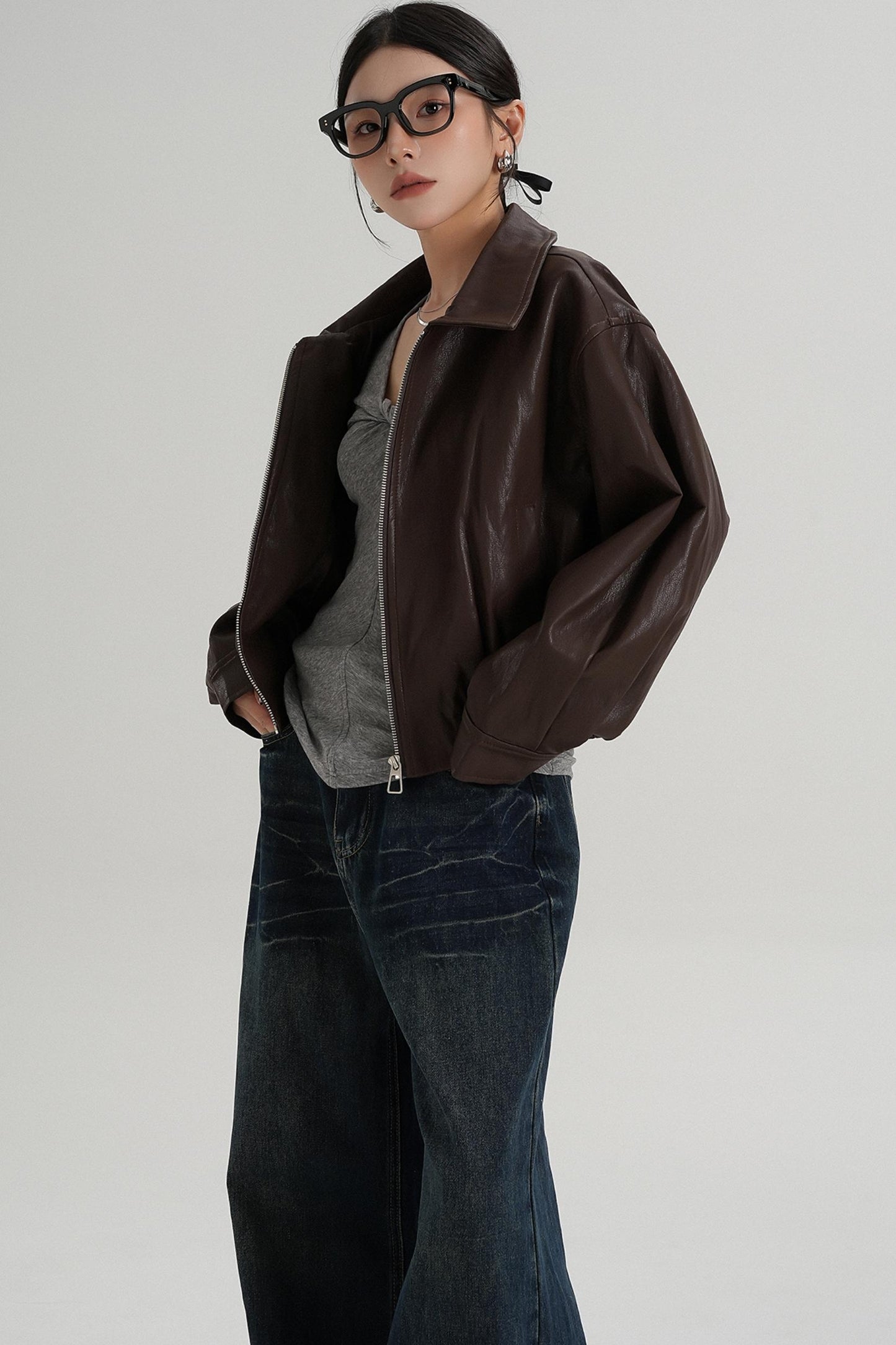 Cropped Leather Jacket