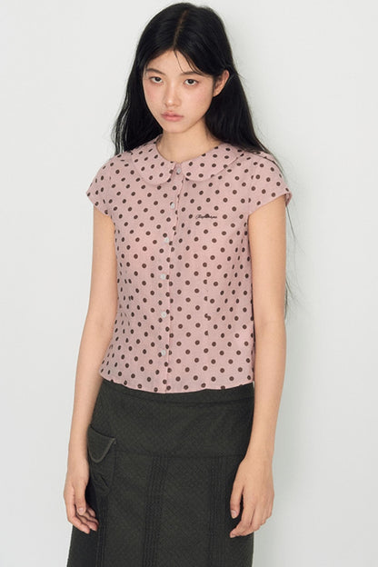 Sweet Pink Polka Dot Doll Collar Shirt