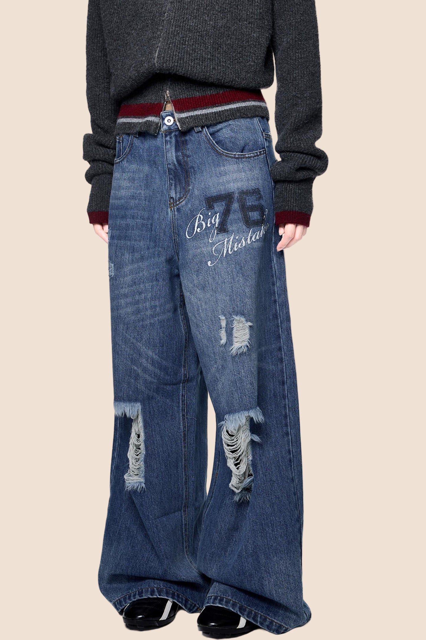 Distressed Ripped American Vintage Straight Pants