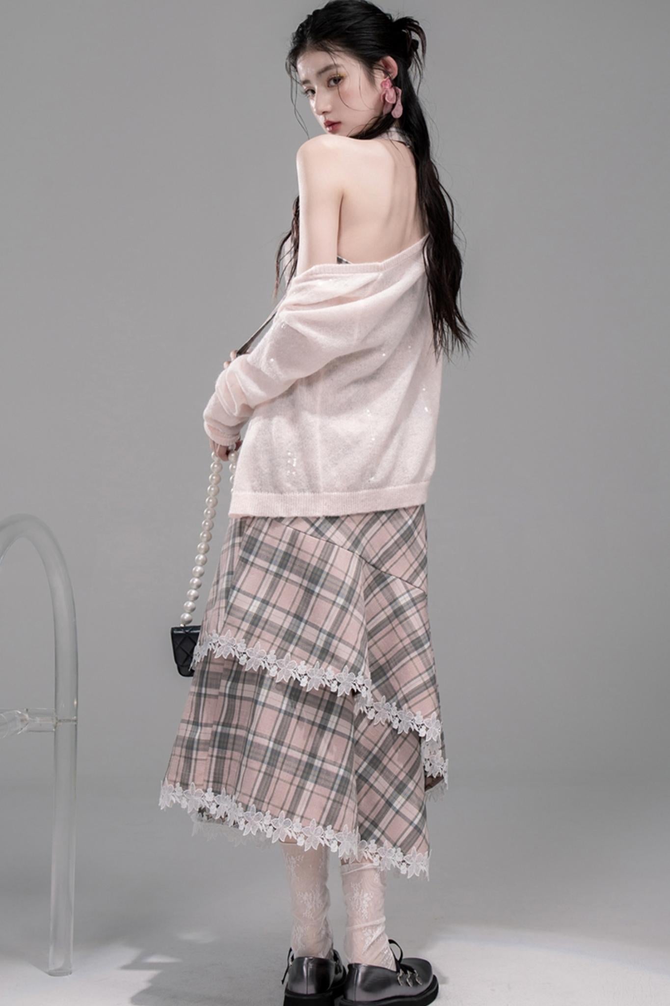 Grey Cherry Plaid Dress