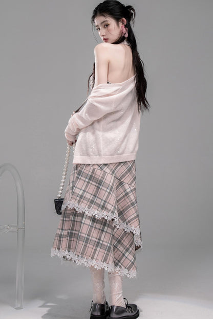 Grey Cherry Plaid Dress