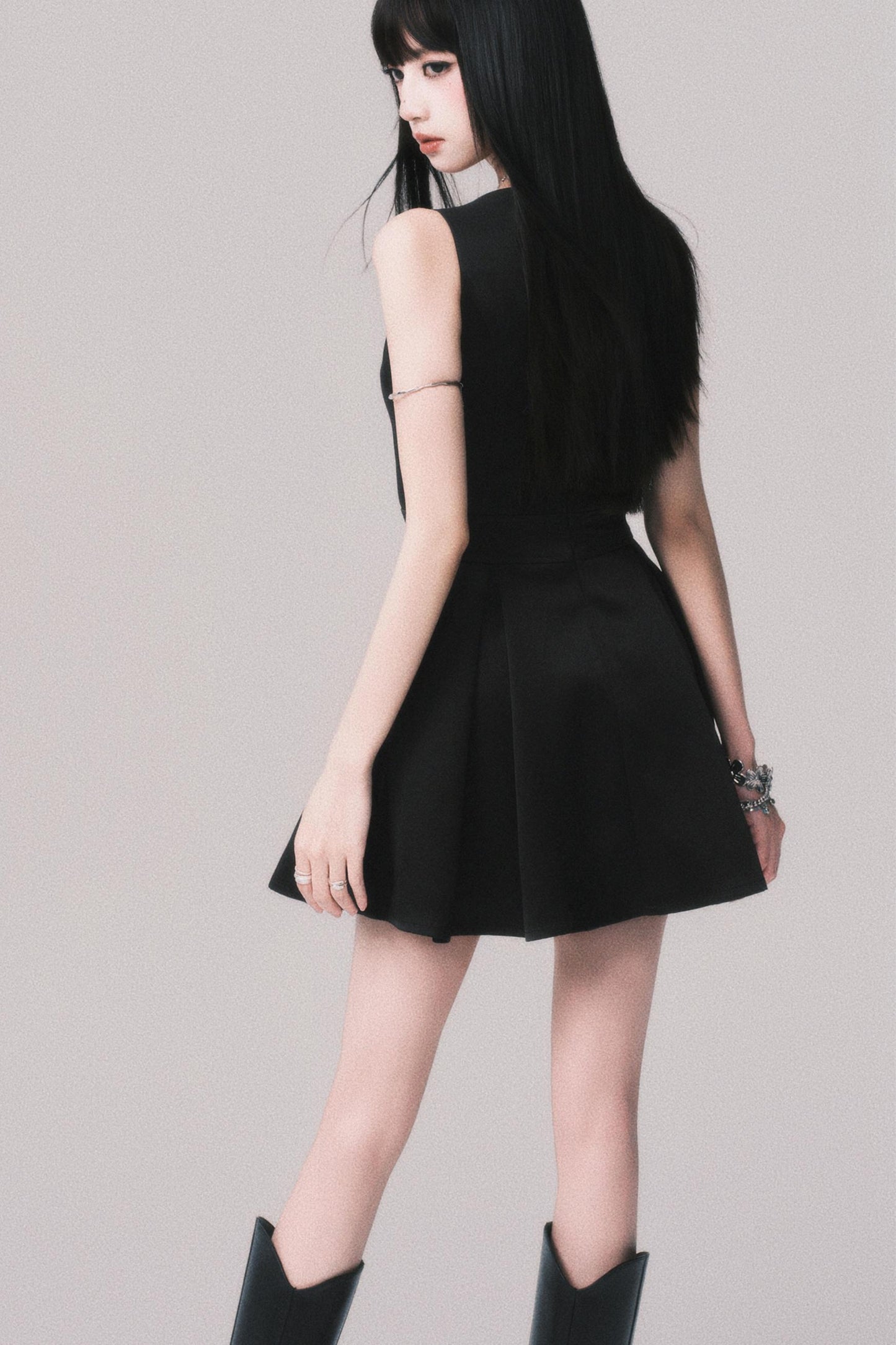Korean Hepburn Black Summer Dress