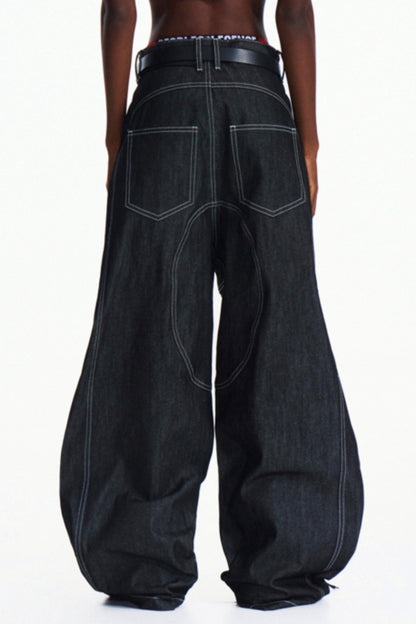 Dark Blue Wide-Leg Pants