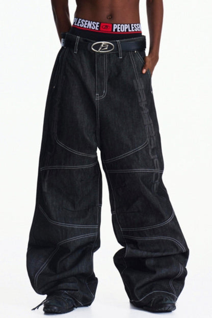 Dark Blue Wide-Leg Pants