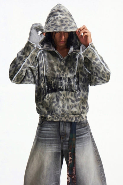 Leopard Ground Form Hoodie Top