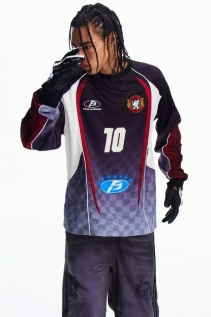 Diagonal Check Sleeve T-Shirt