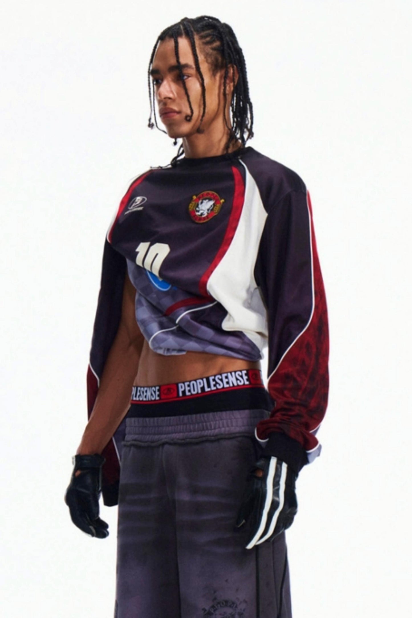 Diagonal Check Sleeve T-Shirt