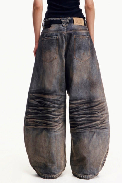 Retro Washed Wide-Leg Jeans