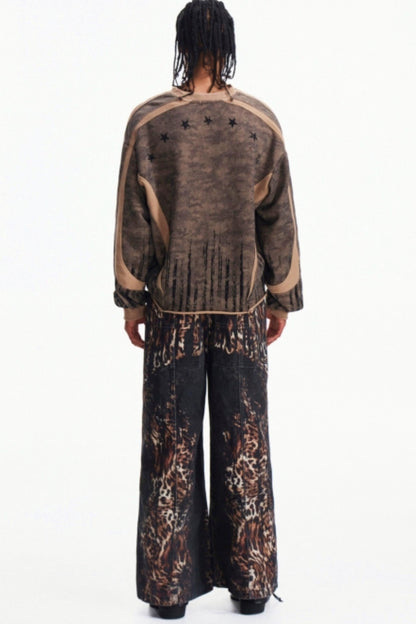 Camouflage Patchwork Half-Zip Top