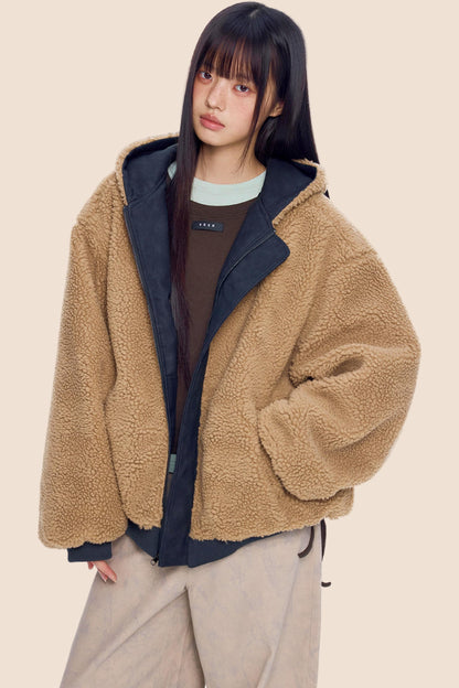 Faux Shearling Color-Block Jacket