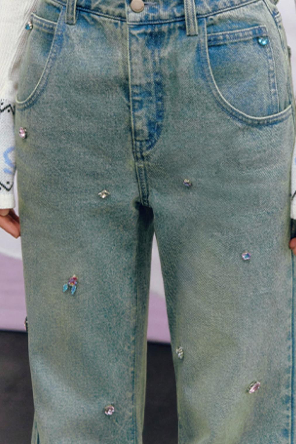 Vintage Washed Rhinestone Pants