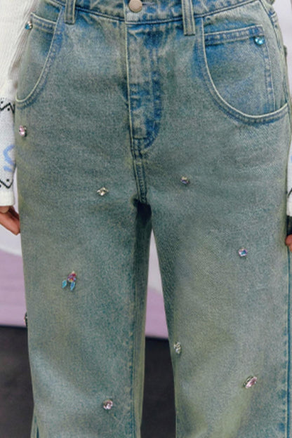 Vintage Washed Rhinestone Pants