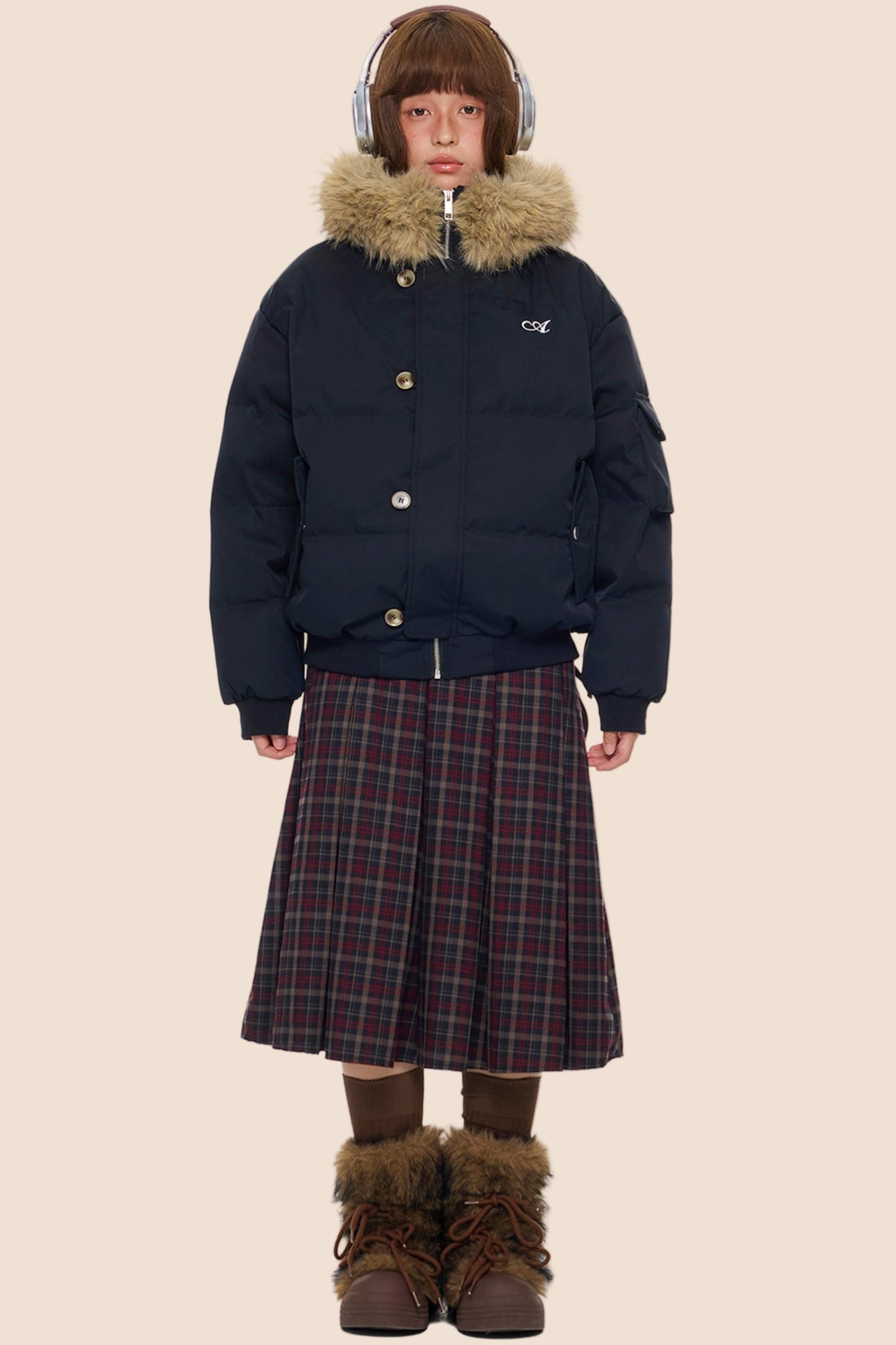 Large Fur Collar Hooded Jacket