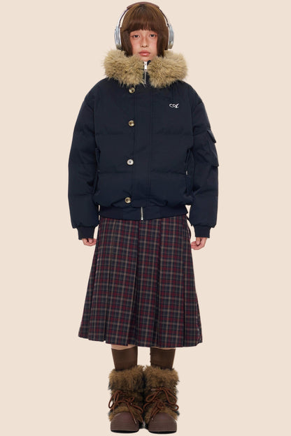 Large Fur Collar Hooded Jacket